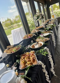 a buffet table with a lot of food on it